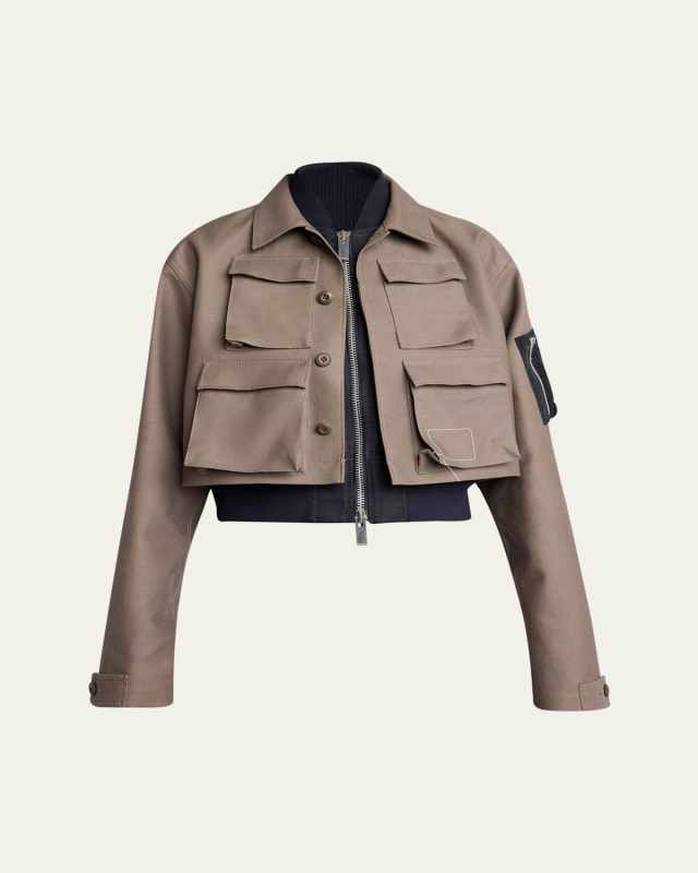 Hybrid Cargo Nylon Cropped Jacket